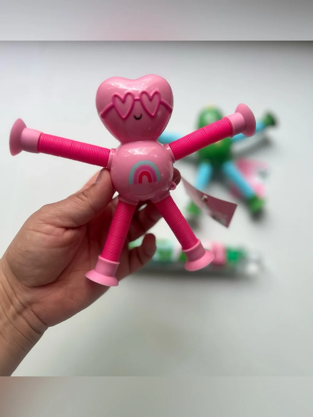 Target Pink & Green Stretch Pop Figures with Green Block Tube